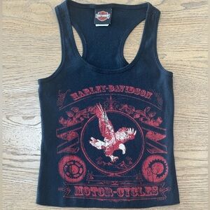 Harley-Davidson Vintage 2000’s Ribbed Eagle Cropped Tank Smoky Mountain Medium